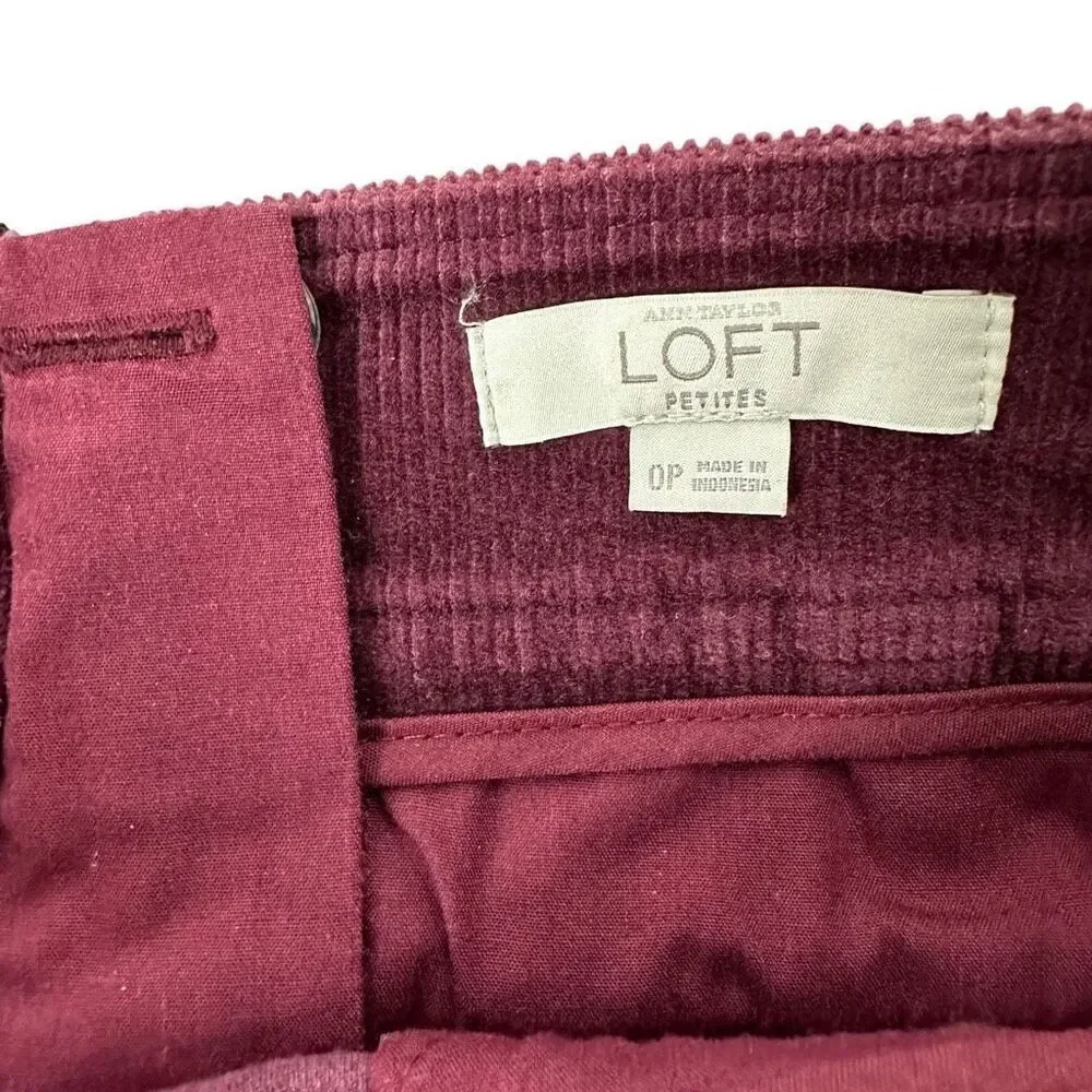 Loft Corduroy Burgundy Skirt size 0P